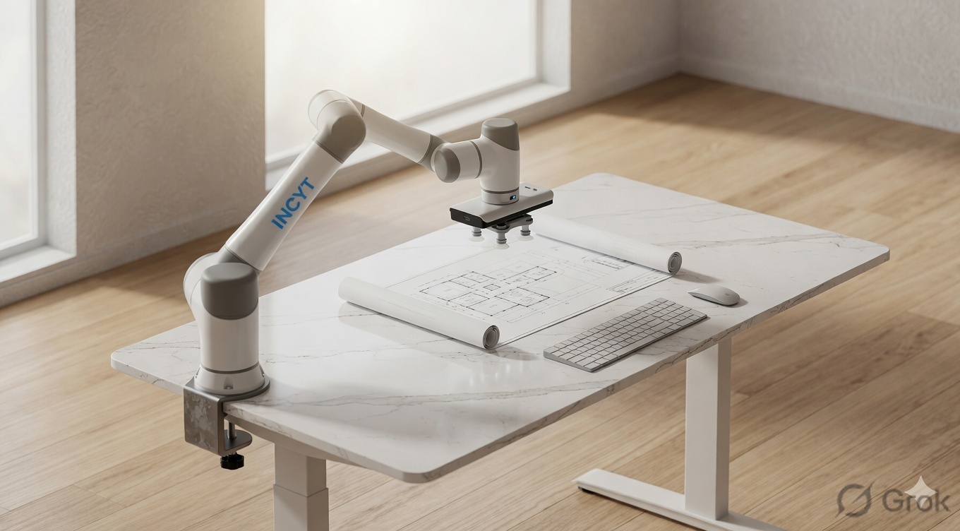 Suction-cup desk cobot — frame 01
