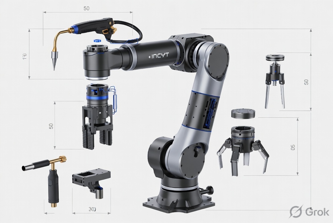 Six-axis arm with swappable end-effectors — frame 03